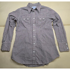 Vtg Tru-West Rockmount Ranch Wear Mens Brown Long Sleeve Pearl Snap Western Smal